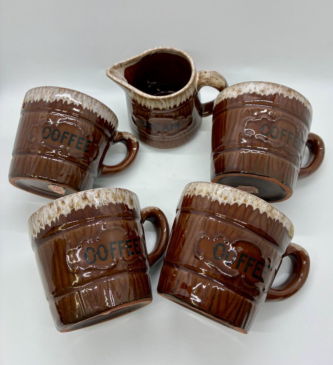 Vintage Nasco "del Coronado" Barrel-style Coffee Set With 4 Mugs and a ...