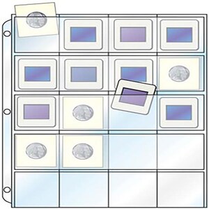 StoreSMART - Binder Page for Samples, Swatches, Coins, Slides - Top Load, Clear Plastic - (VH1173)