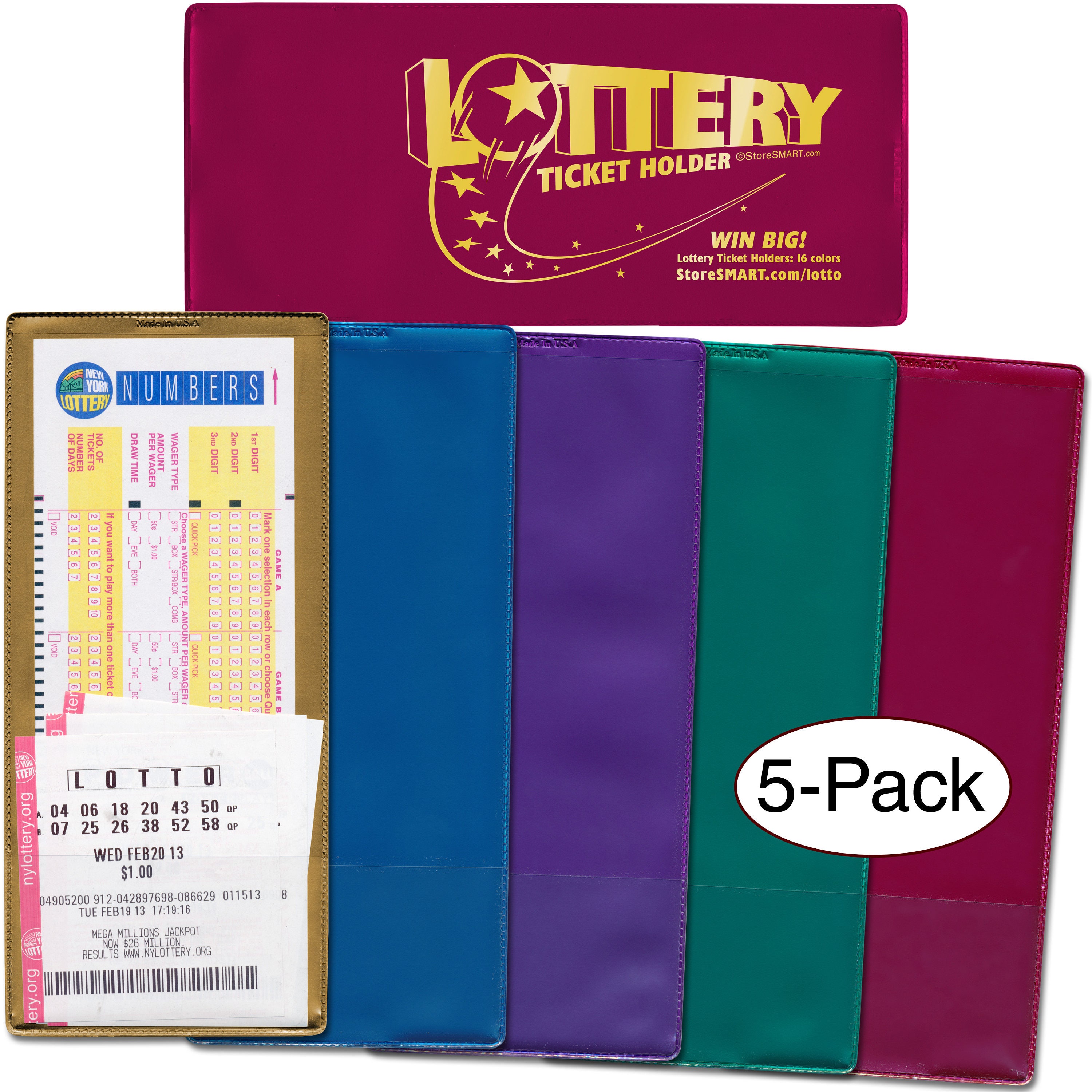 Lotto Ticket Holders 5-Pack - Plastic - Mystic Metal Collection (LTMYS)