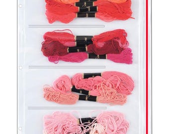 StoreSMART – Zipper Binder Page for Embroidery Floss Thread Skeins, Holds 4 Skeins - (DP600-4-FLOSS)