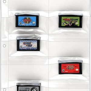 Plastic Pages for Video Game Cartridges/Cards - with Flaps - for 3-Ring Binders (VH308F-GAME)