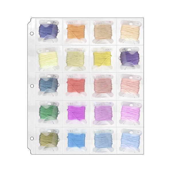 StoreSMART – Binder Page with Flaps for Embroidery Floss Thread Bobbins – 20 Pocket - (VH1173F-FLOSS)