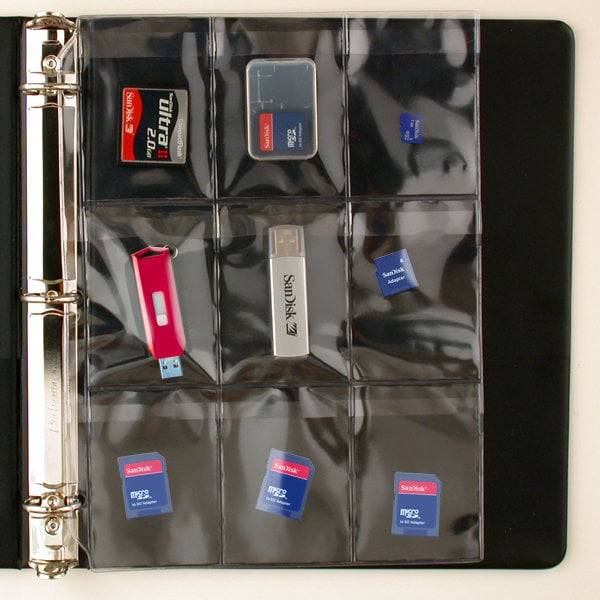 StoreSMART - Plastic Pages - Memory (SD) Cards and Flash Drives - Top Load with Flaps - for 3-Ring Binders - (RMSTWPF-MEMRY)