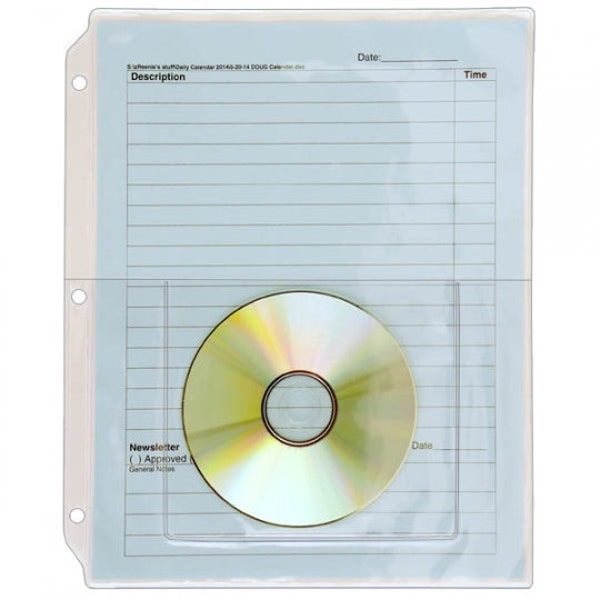 Plastic Sheet Protector - 8 1/2" x 11" - Open Short Side - with CD/DVD Pocket - 10 Pack (VH405)