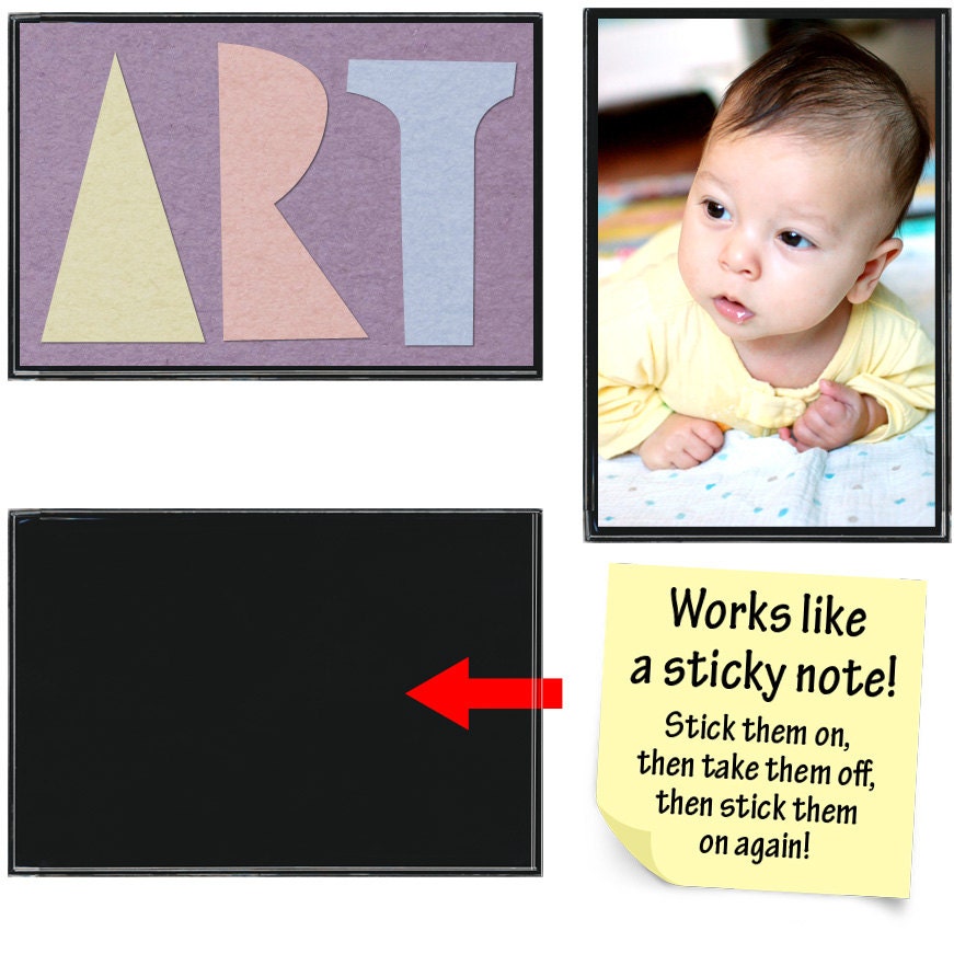 Sticky Photo Frames 4 x 6 Black Plastic Remove and Reuse SPCPSR317SBK