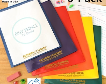 Plastic School Folders - 6-Pack Letter Size Twin Pocket