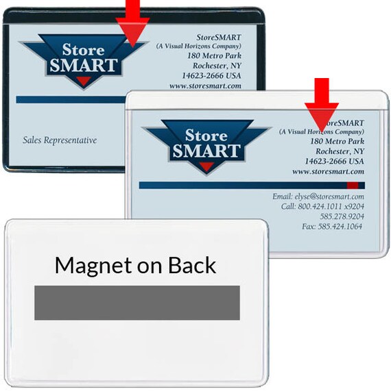 Storesmart Magnetic Business Card Holder 2 X 3 1/4 Vinyl Plastic Open  Long-white Back PE222ML 