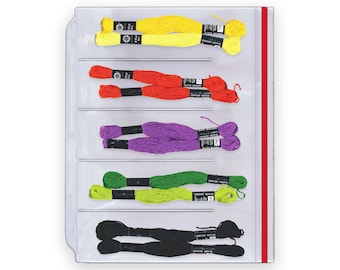 StoreSMART – Zipper Binder Page for Embroidery Floss Thread Skeins, Holds 5 Skeins - (DP600-5-FLOSS)