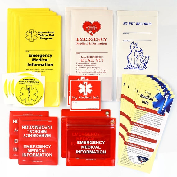 VOLPRZIP-5 StoreSMART 5-Pack Travel/Sport Holder for Emergency Medical Information Zipper Top Vial of Life & Pet Records 