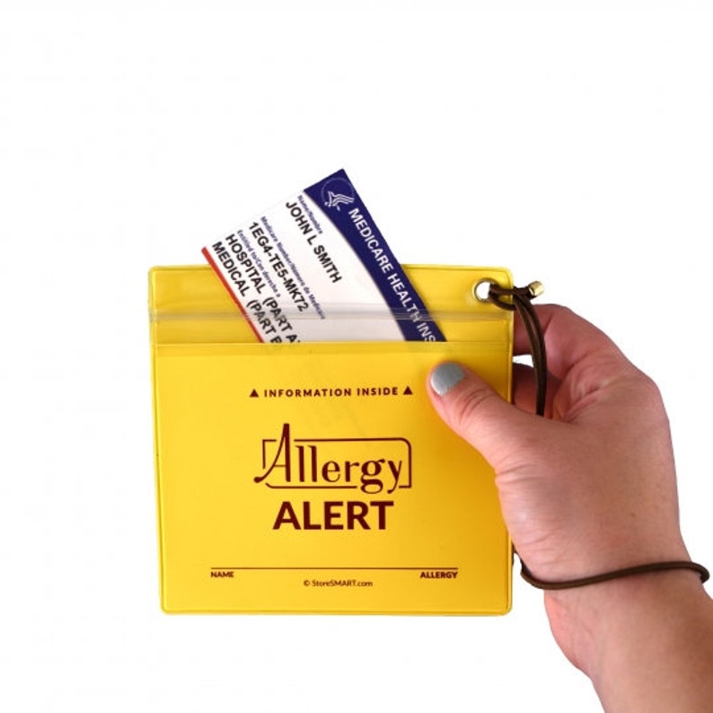 Vial of Life Allergy Alert Zip Top 5 X 5 Medical Info Hanging Pocket