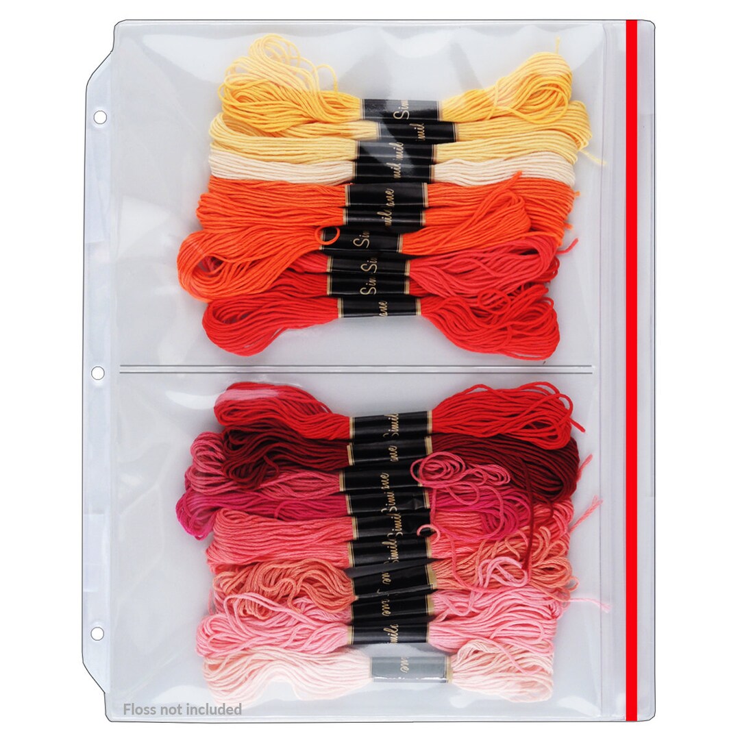 StoreSMART Zipper Binder Pages For Embroidery Floss - 10-Pack, Holds 5 Skeins Each