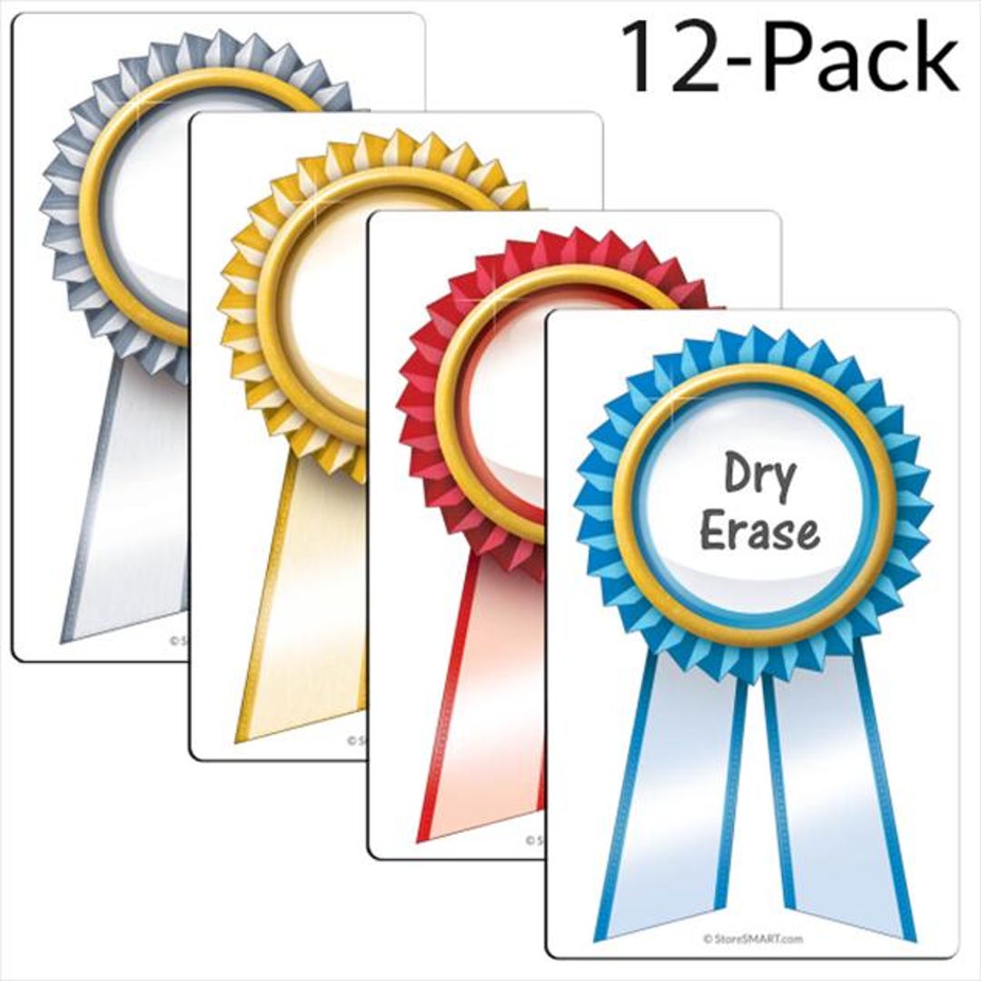 Not Very Smart Ribbon Storesmart 3 1/2” X 5 1/2” Magnetic Award Ribbons Variety 12 Pack ...