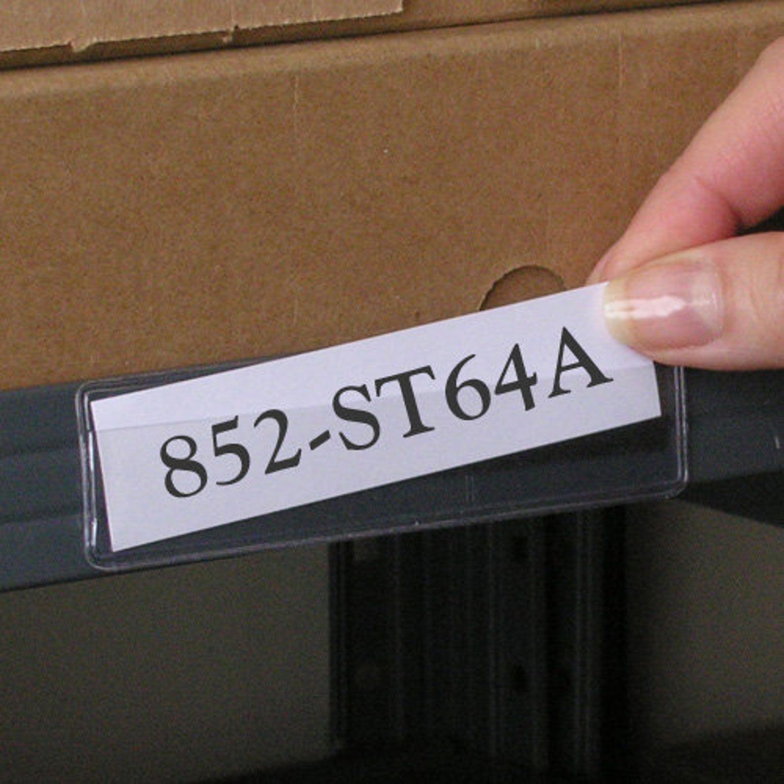 Clear Plastic Shelf Tag / Label Holder - Magnetic Back - 1