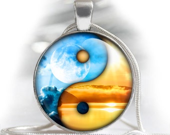 Yin and yang night moonlit and sunshine - Digital bottle cap - 1'' circles, 25mm, 30mm, 1.25", 1.5" for Jewelry Making, BUY 2 GET 1 FREE