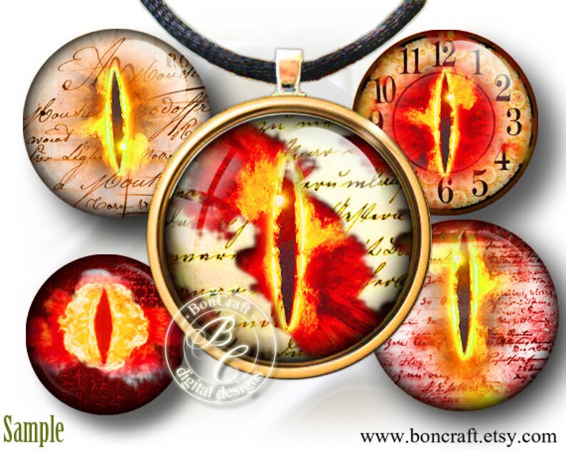 Eye of Sauron Images for Jewelry Making 1'' Circles Etsy UK