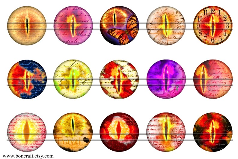 Eye of Sauron Images for Jewelry Making 1'' Circles Etsy