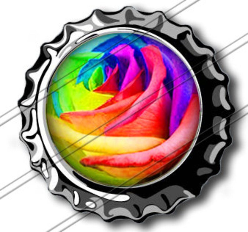 Rainbow Roses Digital Bottle Caps Images 1'' Etsy