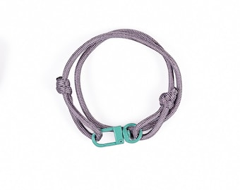 Dark Lavender Paracord Bracelet: Adjustable Sliding Knot, Turquoise Clasp