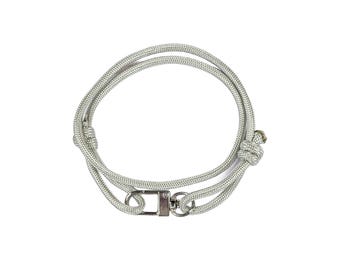 Sparkling Silver Cord Bracelet, Adjustable Wrap, Unisex Clasp, Minimalist Jewellery