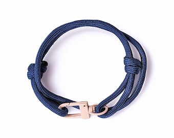 Royal Blue and Pink Adjustable Paracord Wrap Unisex Friendship Bracelet, Minimalist Handmade Jewellery Gift