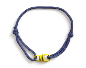 Lavender Blue Cord Bracelet: Unisex Adjustable Paracord with Yellow Connector