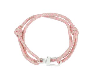 Rose Pink Cream Paracord Bracelet, Adjustable Unisex Cord Jewelry, Minimalist Style
