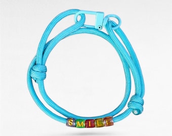 Personalised Paracord Bracelet, Adjustable, Name Beads, Handmade UK Gift