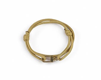 Gold Paracord Bracelet: Adjustable Sliding Knot, Stackable Design