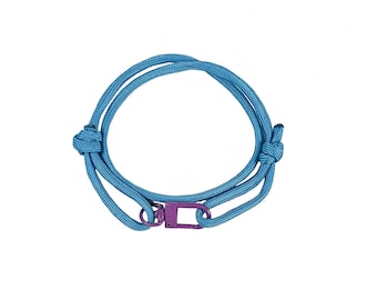 Sky Blue Paracord Bracelet: Adjustable Sliding Knot, Waterproof