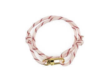 Handmade Red Stripe Paracord Bracelet: Adjustable Sliding Knot