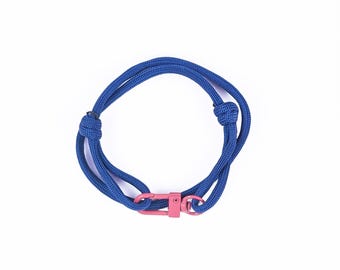 Handmade Blue Paracord Bracelet: Adjustable Sliding Knot, Waterproof