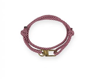 Burgundy Rose Cord Bracelet, Adjustable Wrap, Unisex, Gold Clasp