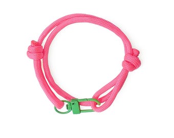 Neon Pink and Green Adjustable Paracord Wrap Unisex Friendship Bracelet, Minimalist Handmade Jewellery Gift