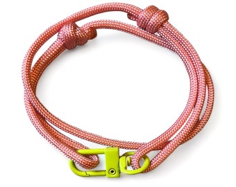 Peach Paracord Bracelet: Adjustable Sliding Knot, Waterproof Clasp