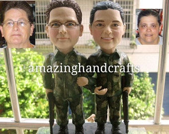 Custom Lesbian Wedding Cake Topper-Personalized Gay Bobbleheads-Unique lesbian bobblehead -Same Sex Cake Topper - Bride and Bride bobblehead