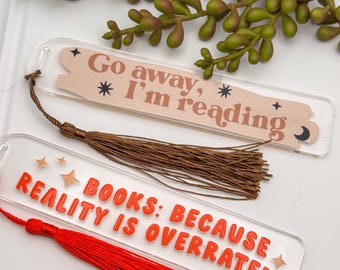 Acrylic Bookmark with Tassel, Handmade Reader Gift