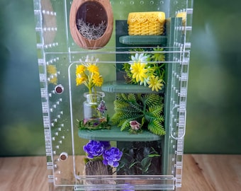 Front Opening Jumping Spider Enclosure 4x4x8, Acrylic Habitat Tank