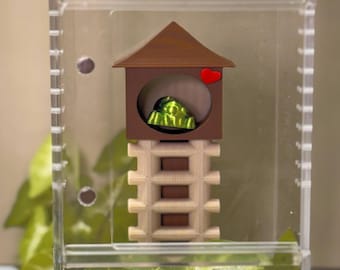 3D Printed Jumping Spider Hide with Ladder, Magnetic Enclosure Accessory