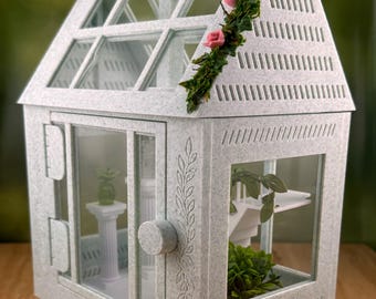 Greenhouse Jumping Spider Enclosure, Magnetic Front and top opening - Green Marble