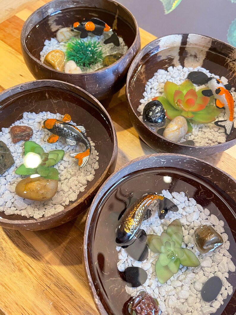 Resin Koi Fish Bowl Fish Bowl Coconut Bowl Table Decor Etsy