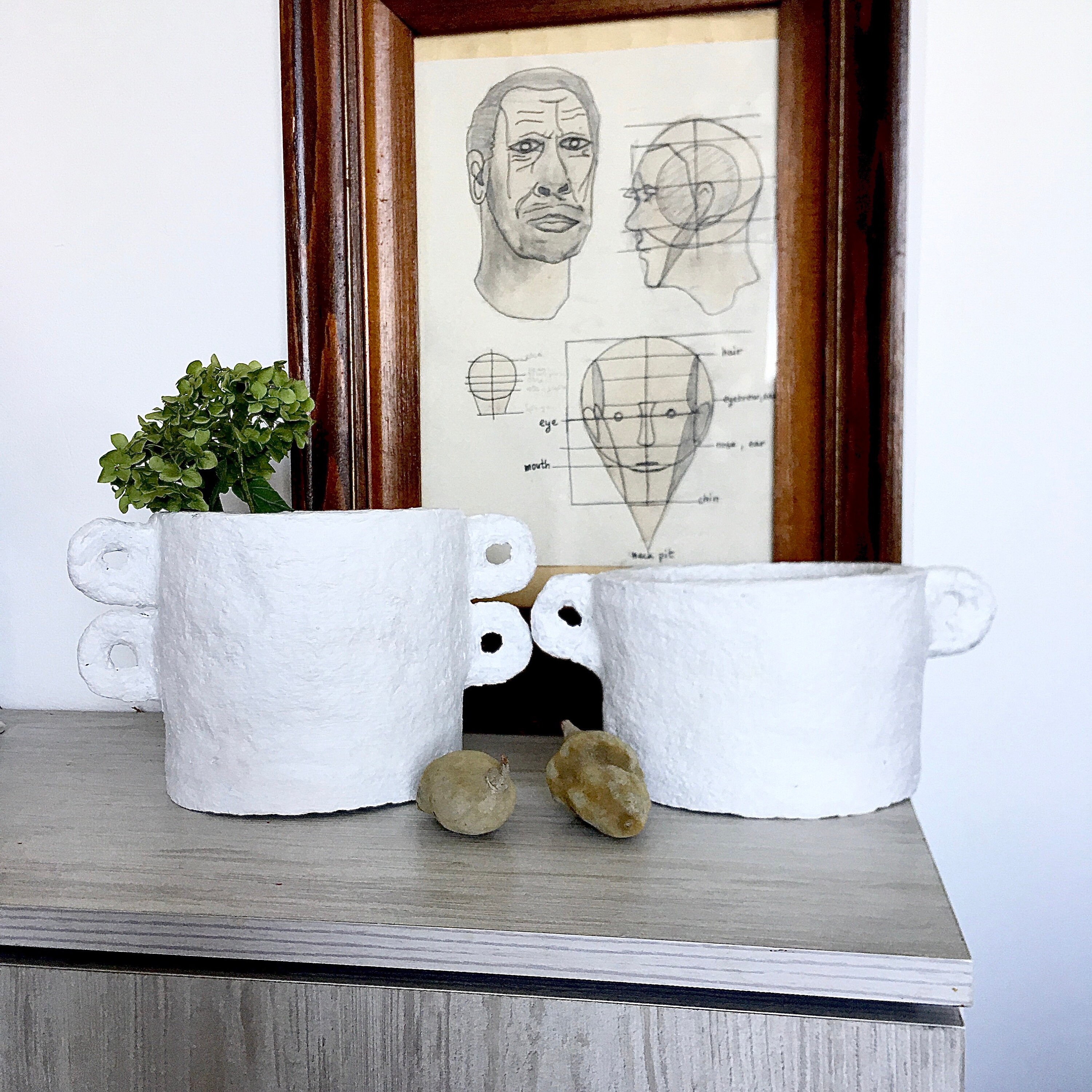 Sculptural recycled paper mache / papier mâché pair / set of 2 Etsy