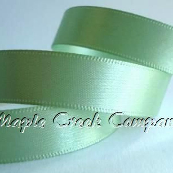 Mint Green Double Face Satin Ribbon, 5 Widths Available:  1-1/2", 7/8", 5/8", 3/8", 1/4"