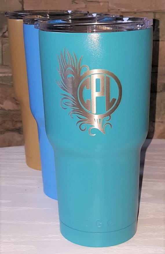 Personalized Powder Coated Tumbler mug. Laser Engraved Etsy