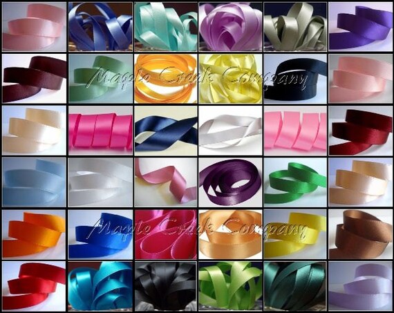 Fuchsia Ribbon Satin 1.5/" wide 3 yds Yellow Turrquoise Hot Pink Hunter Plum