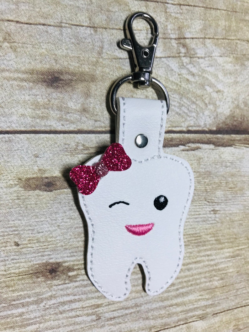 Tooth keychain Dental snap tab keys purse charm Etsy