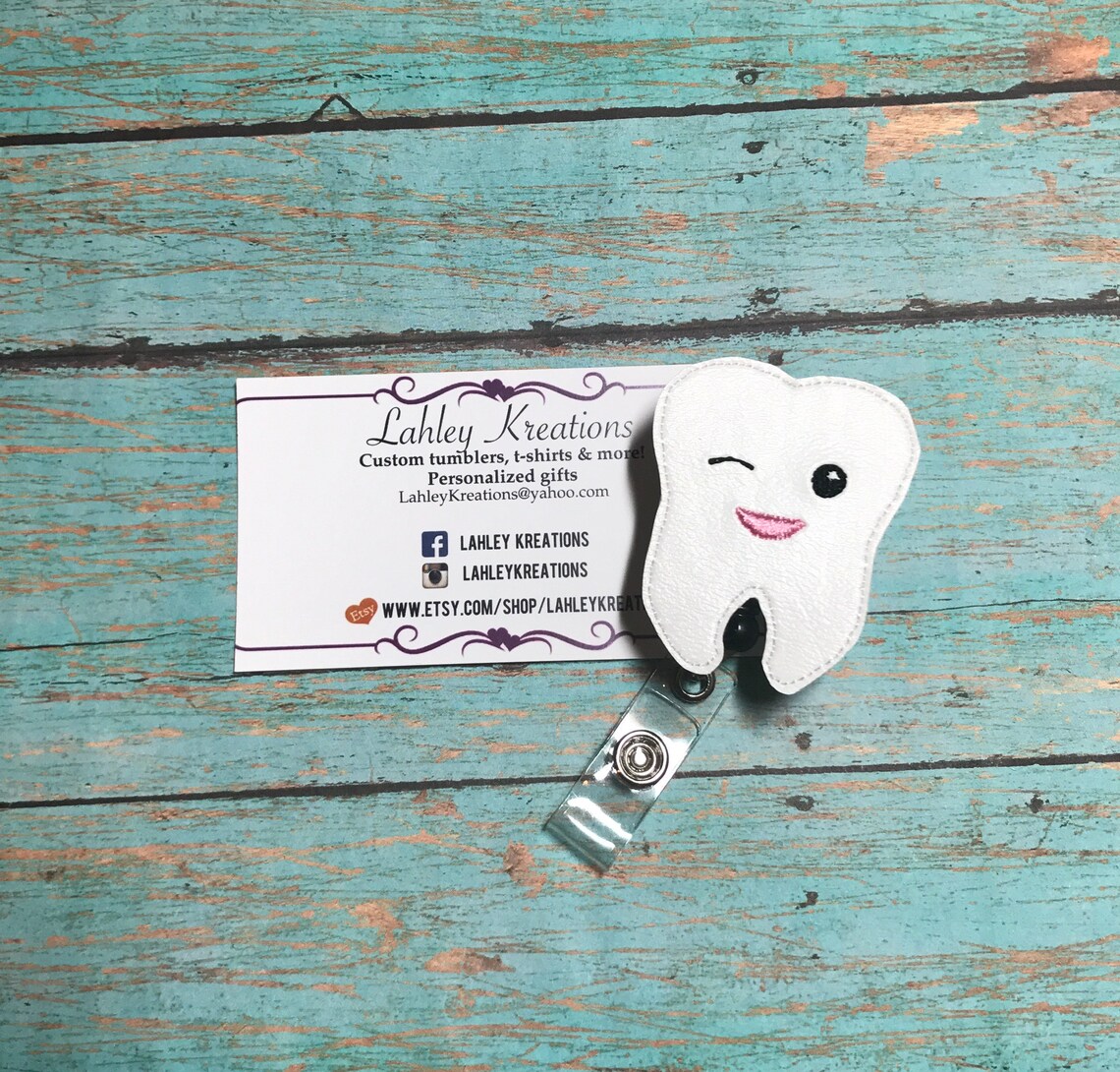Tooth badge holder Dentist badge dental assistant badge Etsy