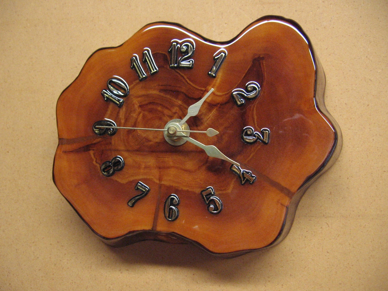 Small cypress knee slice clock on the wide angle for a narrow Etsy