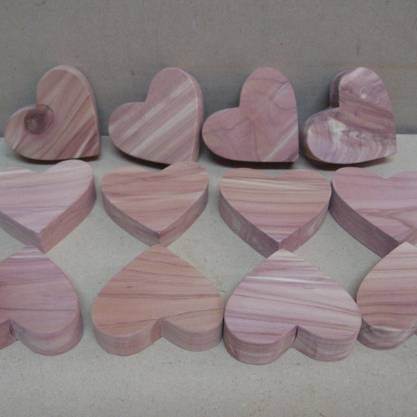 12 red cedar hearts, for weddings and other crafts.