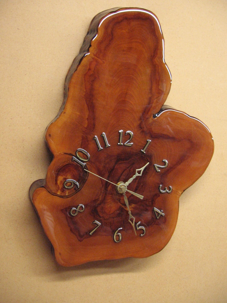 Cypress clock narrow with interesting color and funky knot in Etsy