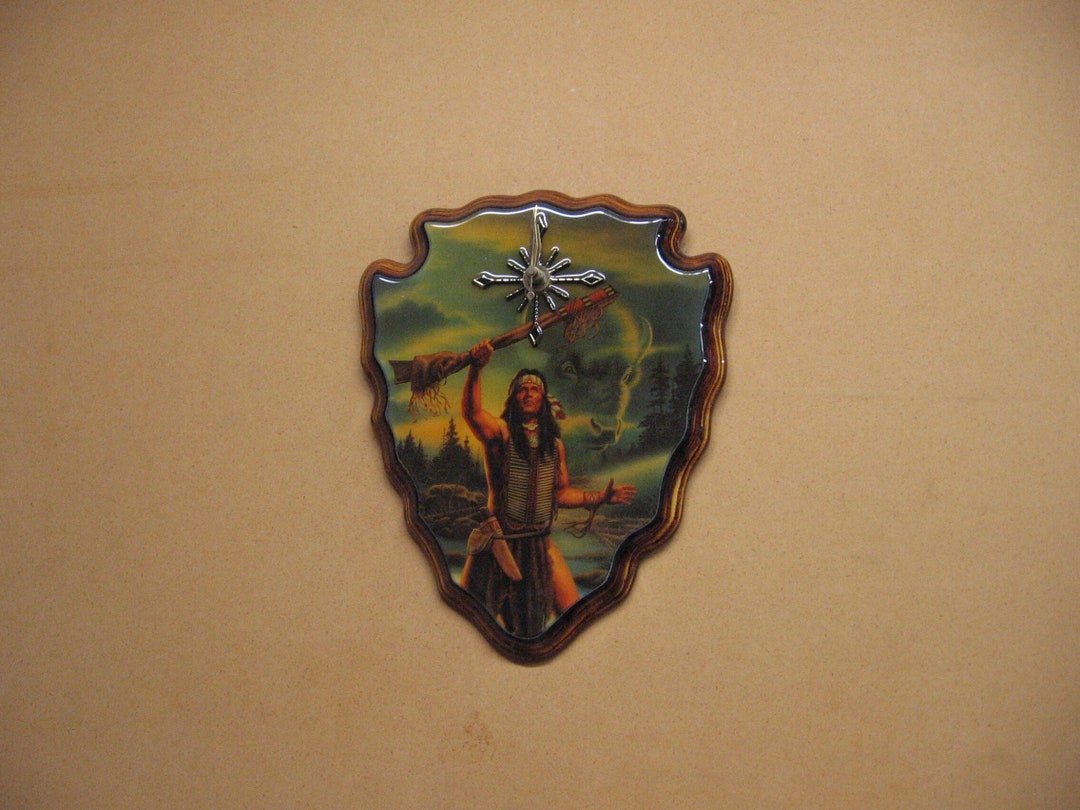 Brave With Gun and Buffalo Spirit Arrowhead Clock - Etsy